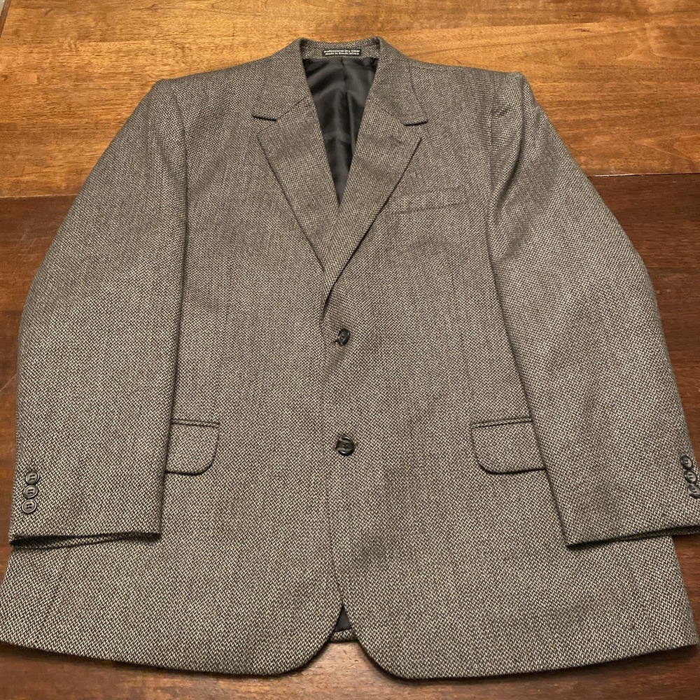 Croft & Barrow Blazer Men's 46R Gray‎ Herringbone Lambswool Sports Coat
